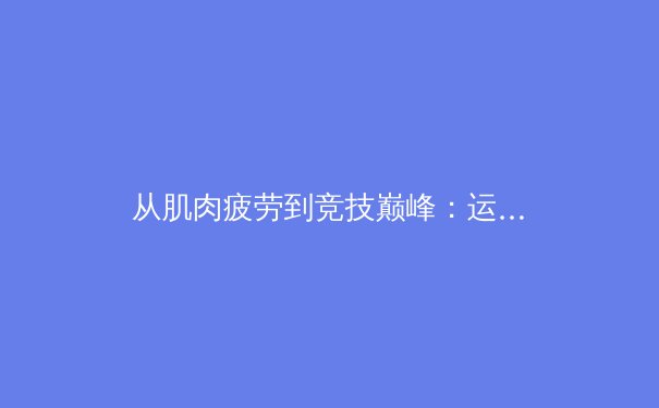 从肌肉疲劳到竞技巅峰：运动恢复科学如何重塑现代体育格局 - 4